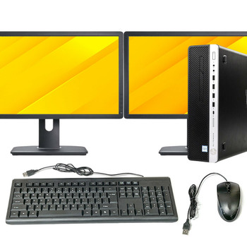 HP EliteDesk 800 G4 SFF Desktop Computer Intel Core i7 8th Gen. 64GB RAM 256GB SSD Dual 24in Monitor Windows 11 Professional