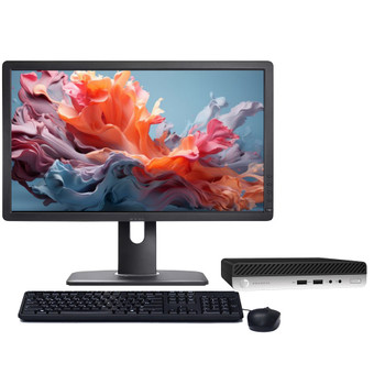 Windows 11 Pro Desktop Computer HP 400 G4 Micro | Quad Core i3-8100T CPU | 8GB RAM | 256GB SSD | 22" LCD