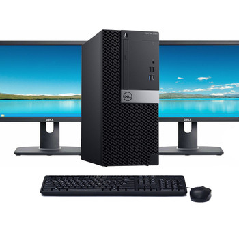 Windows 11 Pro Desktop Computer Dell 3060 Tower | Quad Core i3-8100 CPU | 16GB RAM | 512GB SSD | Dual 22" LCD's