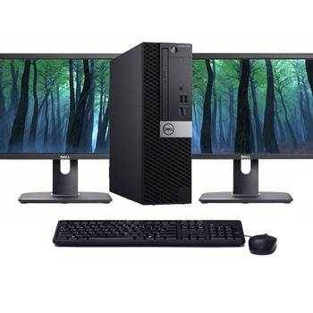 Dell OptiPlex 7060 Windows 11 Desktop Computer | Core i5-8500 (3.0 GHz) Processor | 16GB RAM | 256GB SSD | Dual 22" LCD's