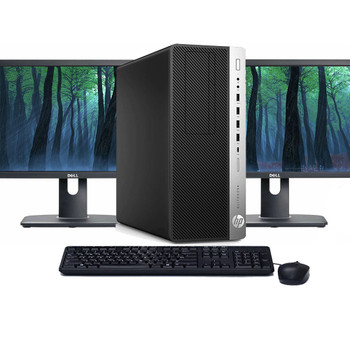 HP ProDesk 600 G5 Tower Windows 11 Pro Desktop Computer | Intel Core i5 (3.1 GHz) Processor | 32GB RAM | 1TB SSD | Dual 22" LCD's