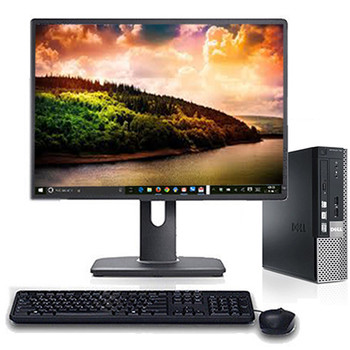 Front View Dell Optiplex 790 Desktop PC w/19" LCD i5-2400 3.1GHz 8GB 320GB Win10 Pro WiFi