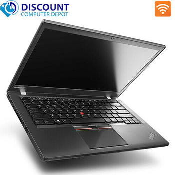 Front View Lenovo ThinkPad T450 14" Laptop PC Intel Core i5-5300U 5th Gen 2.3GHz 8GB 256GB SSD Windows 10 Pro Webcam