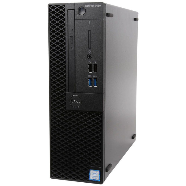 Front View Dell OptiPlex 3060 SFF Intel Core i5-8500 8th Gen Hexacore 16GB RAM 256GB SSD HDMI Wi-Fi Windows 10 Professional with Dual 24" LCD Monitor