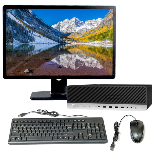 HP EliteDesk 800 G4 SFF Intel Core i7 8th Gen. Processor 16GB RAM 256GB SSD 22in Monitor Windows 11 Professional