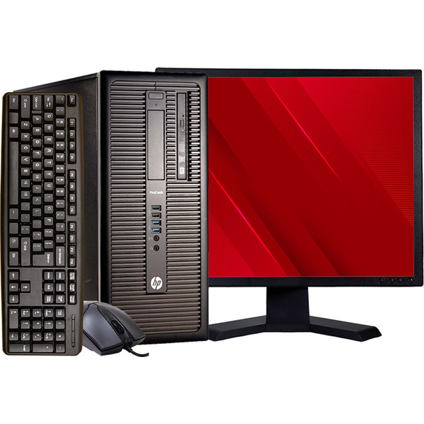 HP ProDesk 600 G1 Tower Intel Core i5 4th gen 8GB RAM 500GB HDD 19in LCD Wi-Fi Windows 10 Home DVD/RW