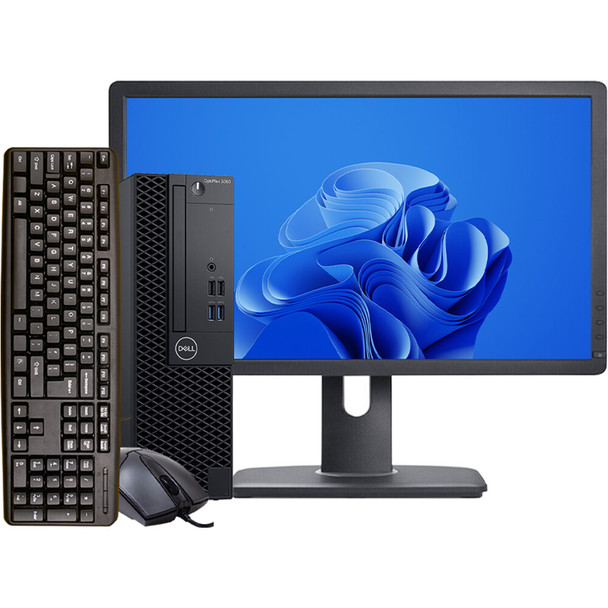 Dell OptiPlex 3060 SFF Desktop Computer Intel Core i3 8th Generation 8GB RAM 256GB SSD 24in Monitor Windows 11 Home