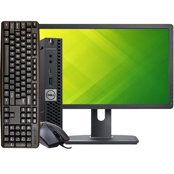 Dell OptiPlex 5070 Mini Pc Desktop Computer Intel i5 8th Gen 16GB RAM 256GB SSD 19in LCD Windows 11 Home, Wi-Fi