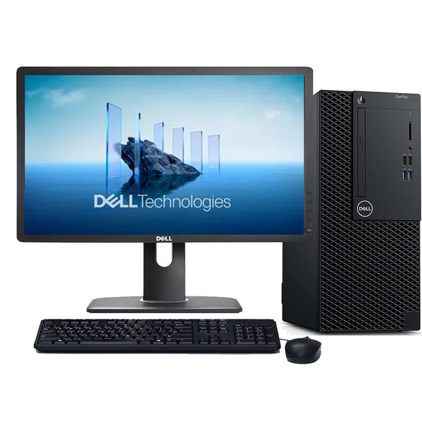 Dell OptiPlex 3070 Tower Computer Core i5 9th Gen 16GB RAM 512GB SSD 24" LCD DVD Wi-Fi Windows 11 Pro