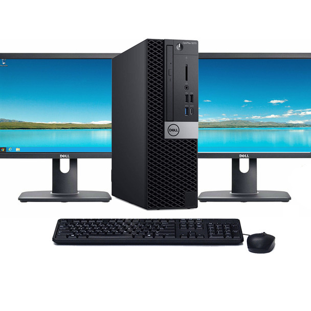 Dell OptiPlex 5070 Windows 11 Desktop Computer | Core i5-9500 (3.0 GHz) Processor | 8GB RAM | 128GB SSD | Dual 22" LCD's