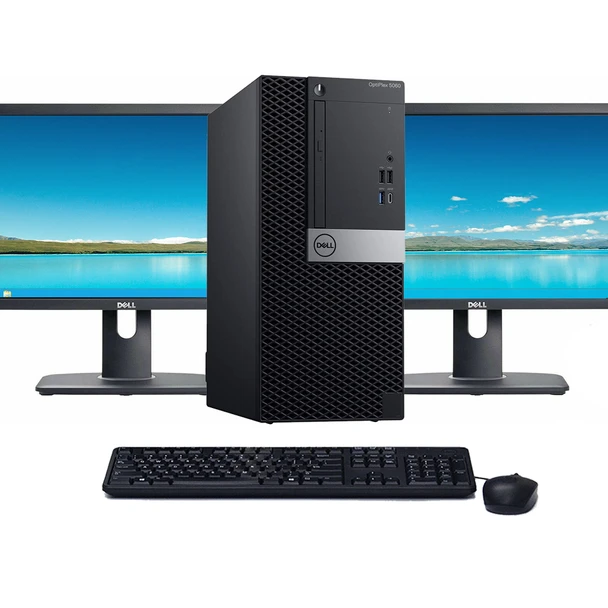 Windows 11 Pro Desktop Computer Dell 3060 Tower | Quad Core i3-8100 CPU | 32GB RAM | 1TB SSD | Dual 22" LCD's