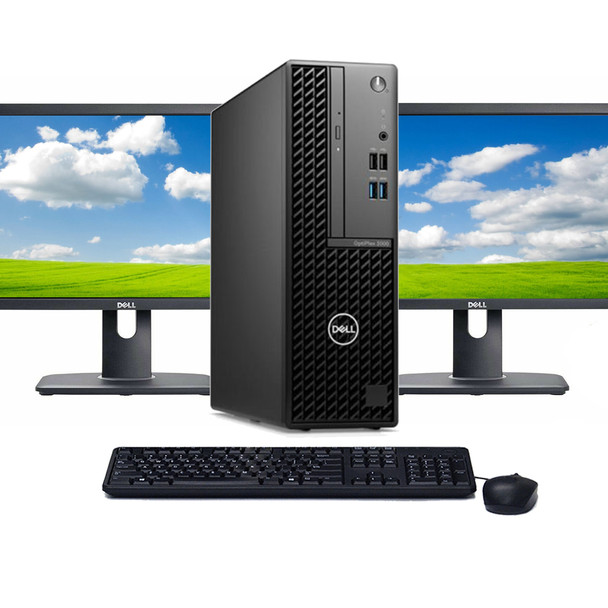 Dell OptiPlex 3090 Windows 11 Desktop Computer | Core i3-10105 (3.7 GHz) Processor | 8GB RAM | 1TB SSD | Dual 22" LCD's