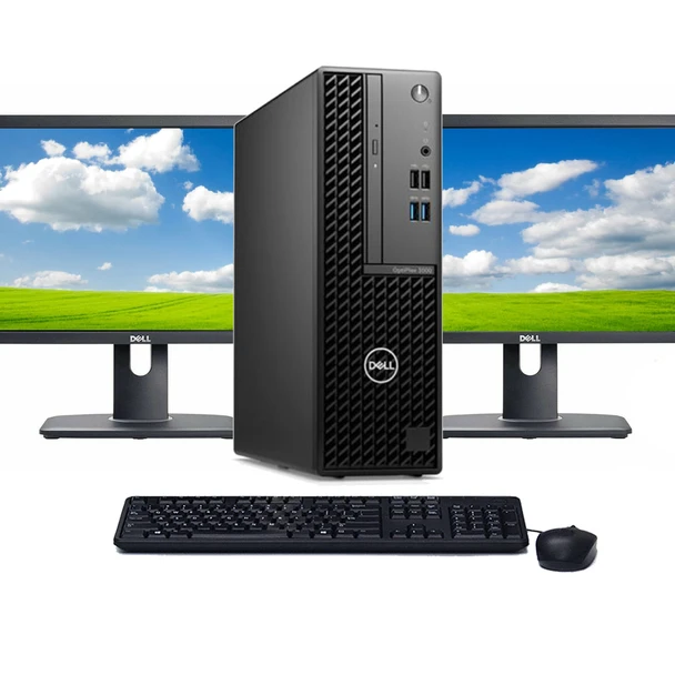 Dell OptiPlex 3090 Windows 11 Pro Desktop Computer | Core i3-10105 (3.7 GHz) Processor | 8GB RAM | 1TB SSD | Dual 22" LCD's