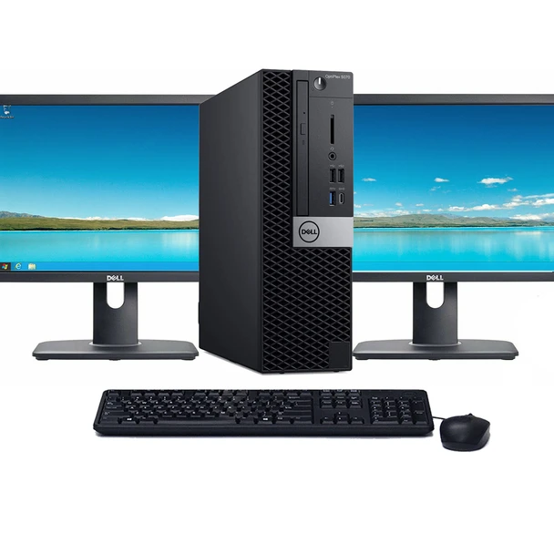 Dell OptiPlex 5070 Windows 11 Pro Desktop Computer | Core i5-9500 (3.0 GHz) Processor | 8GB RAM | 128GB SSD | Dual 22" LCD's