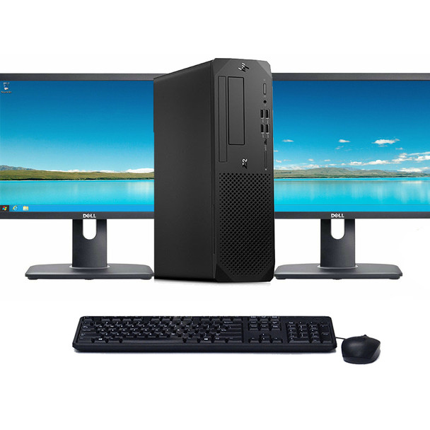 HP Workstation Mini Z2 G4 Windows 11 Pro Desktop Computer | Intel Core i7-8700 (3.2 GHz) Processor | 16GB RAM | 128GB SSD | Dual 22" LCD's