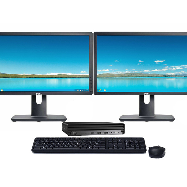 HP EliteDesk 800 G9 Micro Windows 11 Pro Desktop Computer | Intel Core i5-12500T (2.4 GHz) Processor | 32GB RAM | 128GB SSD | Dual 22" LCD's