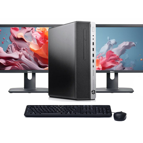 Windows 11 Desktop Computer HP 400 G6 | Hexa Core i5 CPU | 16GB RAM | 512GB SSD | Dual 22" LCD's