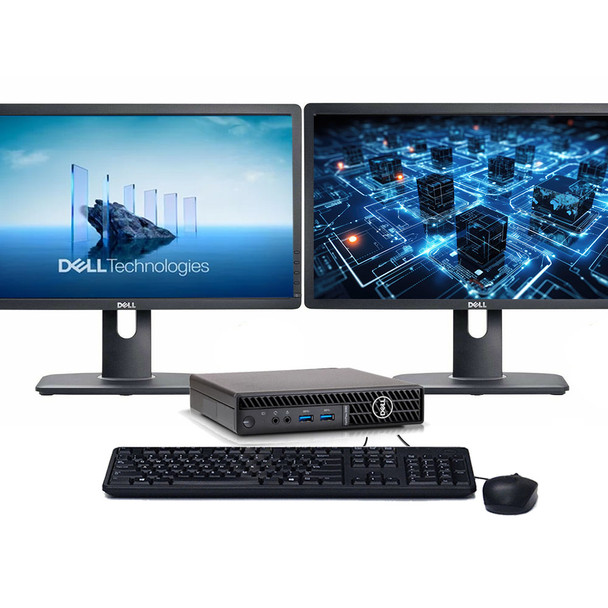 Windows 11 Pro Dell OptiPlex 7080 Micro PC | Octa-Core i7 10th gen CPU | 8GB RAM | 256GB SSD | Dual 22" LCD's