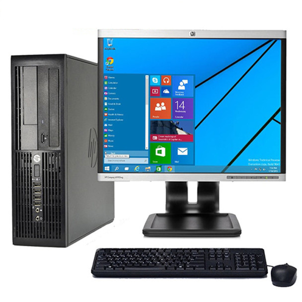 Front View HP rp5700 Desktop PC  4GB 80GB DVD-ROM Win10-64 Home HP 17" LCD and WIFI
