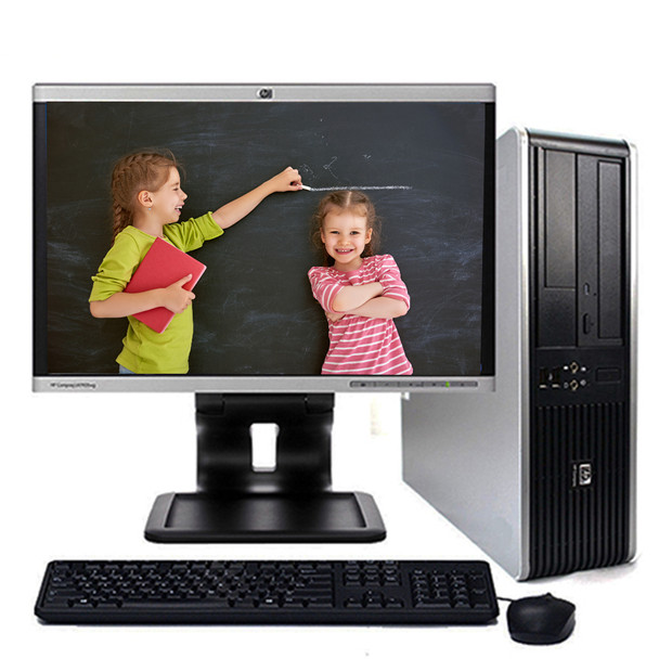 Cheap, used and refurbished Fast HP Desktop Computer Windows 10 Core 2 Duo 4GB 250GB DVD-RW 17"LCD and WIFI