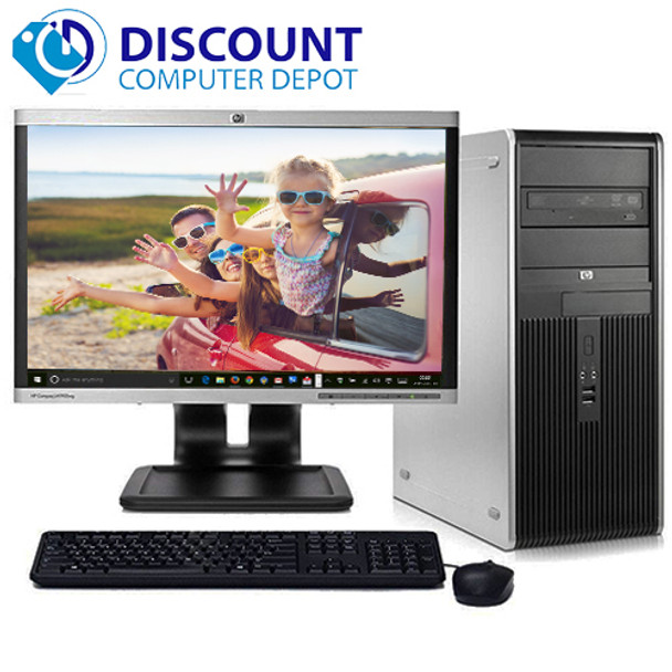 Cheap, used and refurbished HP DC Desktop Computer PC Tower Intel Dual Core 4GB 160GB DVD-RW WiFi 17" LCD