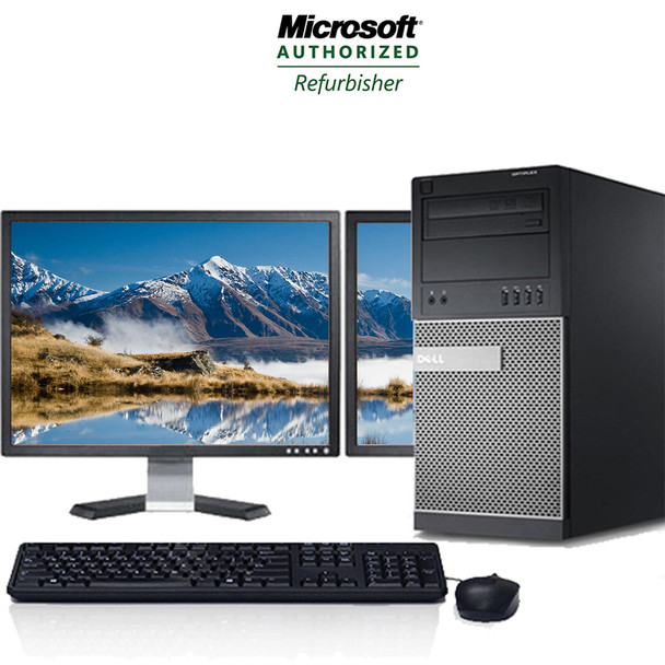 Front View Fast Dell Optiplex 3010 Windows 10 Home Tower Dual 19" Core i5-3470 4GB 500GB and WIFI