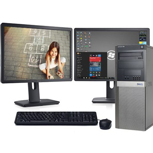 Cheap, used and refurbished Dell Optiplex 9020 Computer Tower i5 3.2GHz 8GB 500GB Win 10 Pro Dual 22" LCD'S