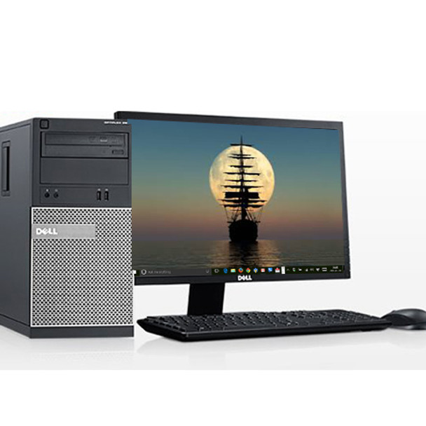 Cheap, used and refurbished Dell Optiplex 990 Computer Tower i5 3.3GHz 8GB 250GB Win 10 Home WiFi w/17" LCD