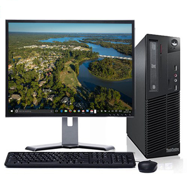 Front View Lenovo M82 Windows 10 Pro Desktop Computer PC Intel Core i5-3570 3.2GHz 8GB 500GB with a 22" LCD and WIFI