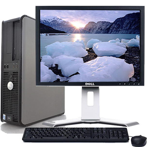 Front View Fast Dell Optiplex Desktop Computer PC Core 2 Duo 2.13GHz 8GB 500GB DVD Wifi 19" LCD Windows 10 Pro and WIFI