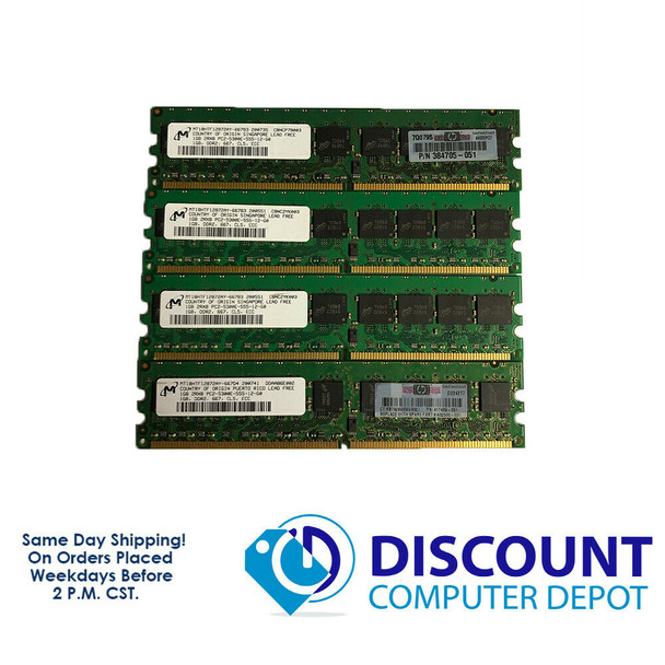 Cheap, used and refurbished Micron 4GB 1GBx4 PC2-5300E MT18HTF12872AY-667B3 NON-REG ECC Memory RAM 667 CL5