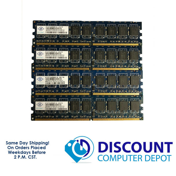 Cheap, used and refurbished Nanya 4GB 1GBx4 2Rx8 PC2-5300E NT1GT72U8PB0BY-3C NON-REG ECC Memory RAM