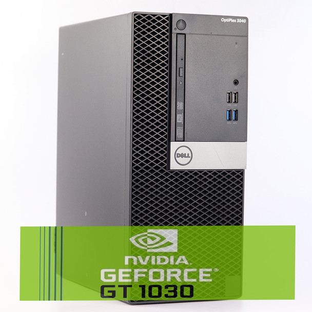 Front View Dell Desktop Gaming  Computer 3040 Tower Core i5 16GB 1TB SSD with Nvidia GT 1030 Windows 10 PC