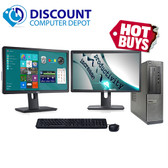 Cheap, used and refurbished Dell Optiplex 390 Desktop Computer i3 8GB 500GB Dual 2x17" LCD's Windows 10 Pro wifi