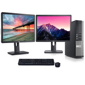 Cheap, used and refurbished Dell Optiplex 3020 SFF Desktop w/Dual 2x19" i5 3.3GHz 4GB 500GB Win 10 Home WiFi