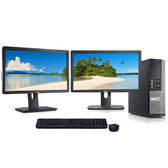 Cheap, used and refurbished Dell 3020 Desktop Computer Quad i5 3.2GHz Win10 Pro w/ Dual 2x22" Monitors and WIFI