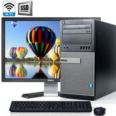 Cheap, used and refurbished Dell 390 Core i3 3.1GHZ  Tower 8GB 250GB with 17" LCD Keyboard and Mouse Windows 10 Home