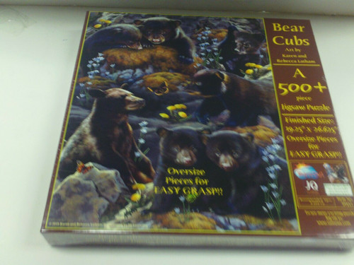 "BEAR CUBS" 500+ Larger Piece Jigsaw Puzzle by KAREN & REBECCA LATHAM (19" X 26")