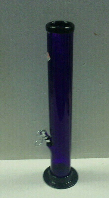 15" Ribbed Acrylic Straight Tube Water Pipe w/ Pull Bowl - PURPLE (2" Width)