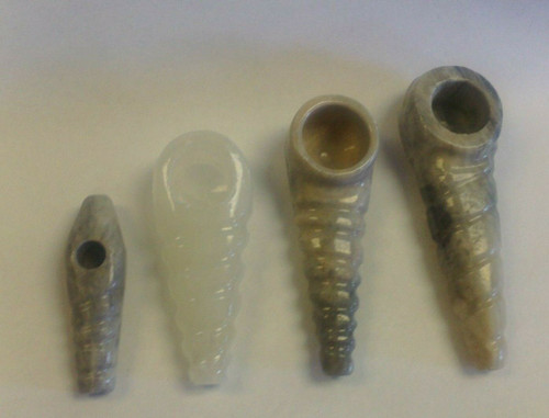 VINTAGE ONYX HAND CARVED SMOKING STONE HAND PIPE FROM 1990s - CONCH STYLE 4-PACK