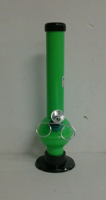 8" ACRYLIC RINGED BUBBLE PLASTIC HOOKAH WATER PIPE PULL OFF CARB SOLID LT GREEN