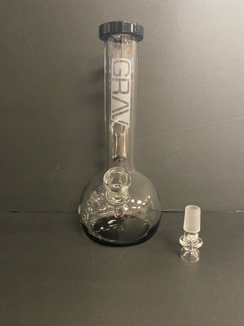 Clear/Black Small Round Base Water Pipe w/ 14mm Cup Bowl