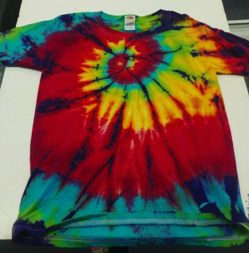 SWIRL RAINBOW TYE DYE SHORT SLEEVE T-SHIRT - KIDS UNISEX - S