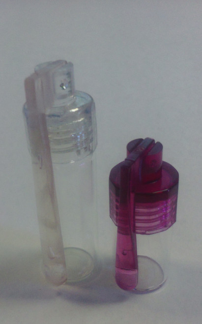 1 GRAM & 2 GRAM CLEAR GLASS BULLET JARS W/ LIDDED COLORED PLASTIC SPOON