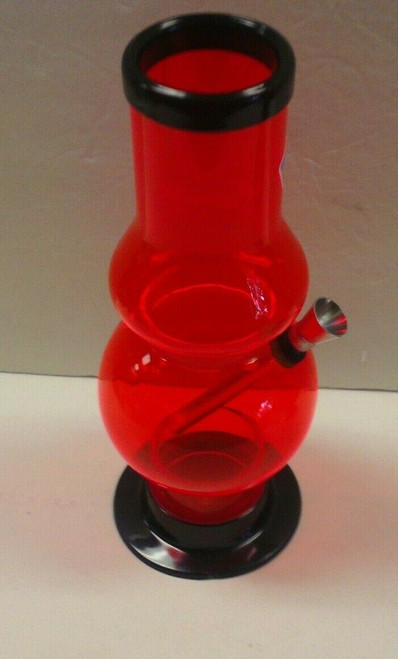 9" ACRYLIC STRAIGHT 2-BUBBLE WITH PULL BOWL WATER PIPE - DARK ORANGE (2" Width)