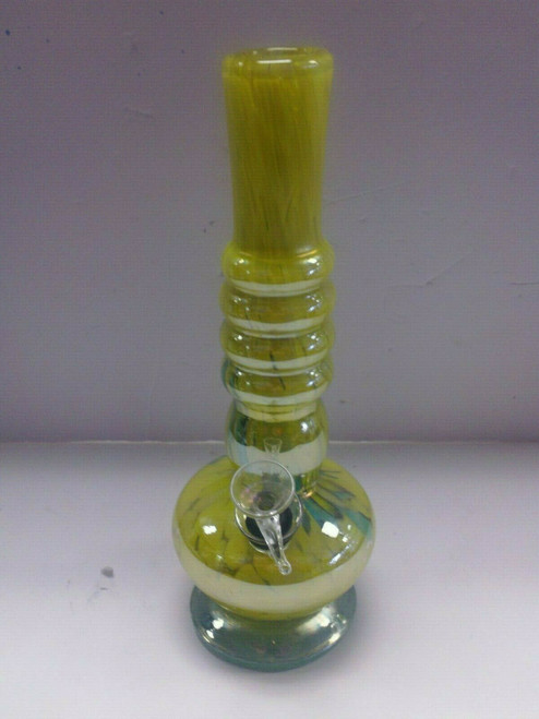 9.25” Soft Glass Water Pipe Ball Base and Grip With Pull Off Bowl - Yellow & Teal
