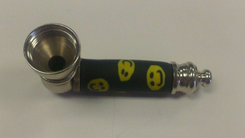 2.75" Smiling Happy Face Fimo Clay and Metal Hand Pipe