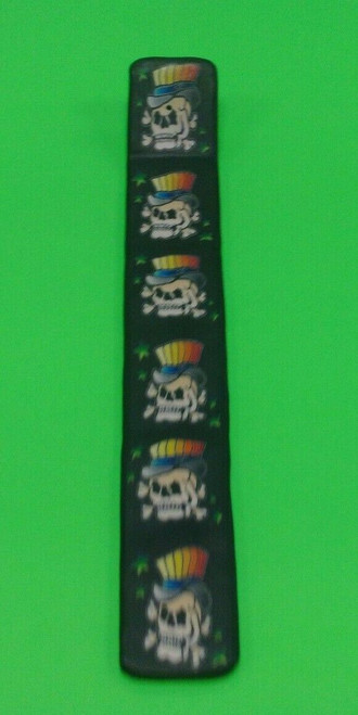 9.75" Fimo Incense Holder - Rainbow TopHat Skull & Crossbones