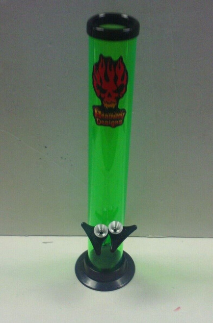 14.5" ACRYLIC STRAIGHT WATER PIPE WITH DOUBLE PULL CARB BOWLS - GREEN