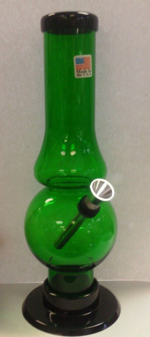9" ACRYLIC BUBBLE & HALF BUBBLE WATER PIPE WITH THUMB CARB - DARK GREEN (1.5" Width)